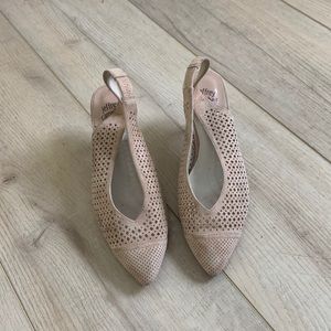 Beige Jeffery Campbell pointed kitten heels